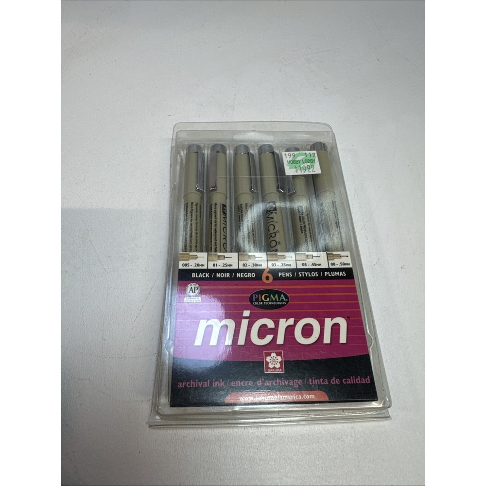 Sakura Pigma Micron Black Pens 6 Count Set 30062